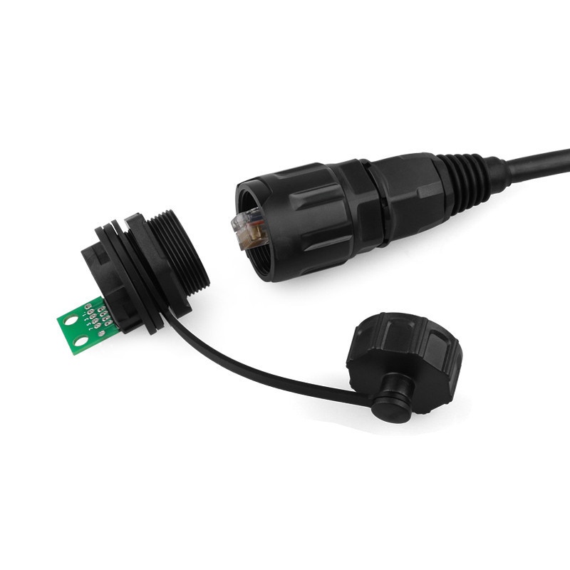 8-Pin 8-Core Ethercon Network Cable Durable Cat5 BNC Panel Mount PCB Shielded Copper RJ45 Plastic Connector