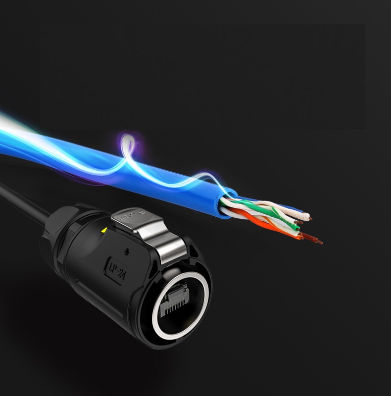 Cnlinko LP24 RJ45 IP66 Waterproof Dual-Port Circular Network Cable Socket Connector