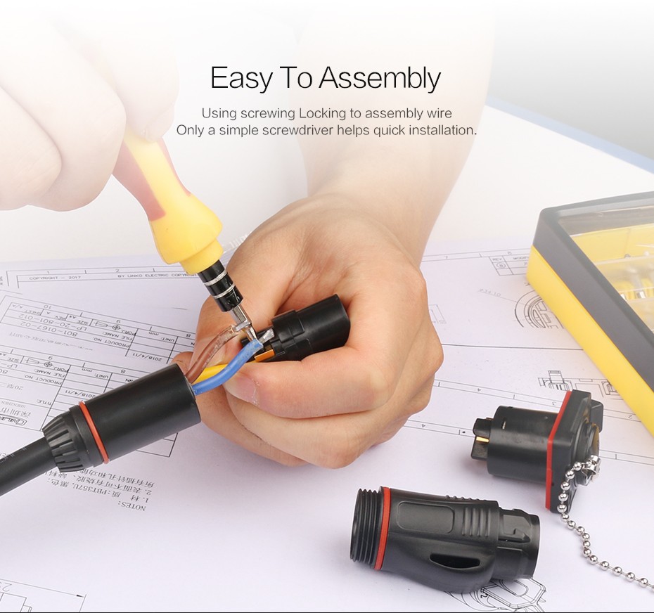 Custom Plastic Circular Signal Ethernet IP67 Waterproof Male Female RJ45 Plug Connector